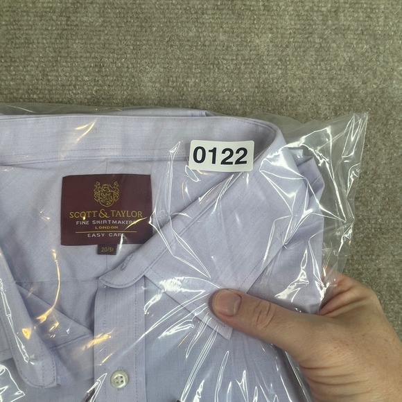 Scott & Taylor London Men's Dress Shirt Long Sleeve Easy Care Purple Size 20/51 - Picture 11 of 11